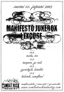 Calendar for Manifesto Jukebox 2003 Finnish Tour