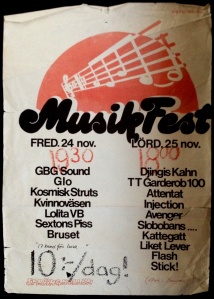 1978 Sweden Music Festival with early appearances by key bands: Liket Lever, GLO, GBG Sound, etc., provided by Greg Artifix